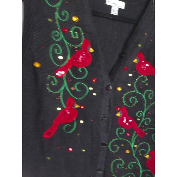 Vintage Kim Rogers Sweater Vest Cardinals Sequins Holiday Size Medium New - Picture 3 of 9